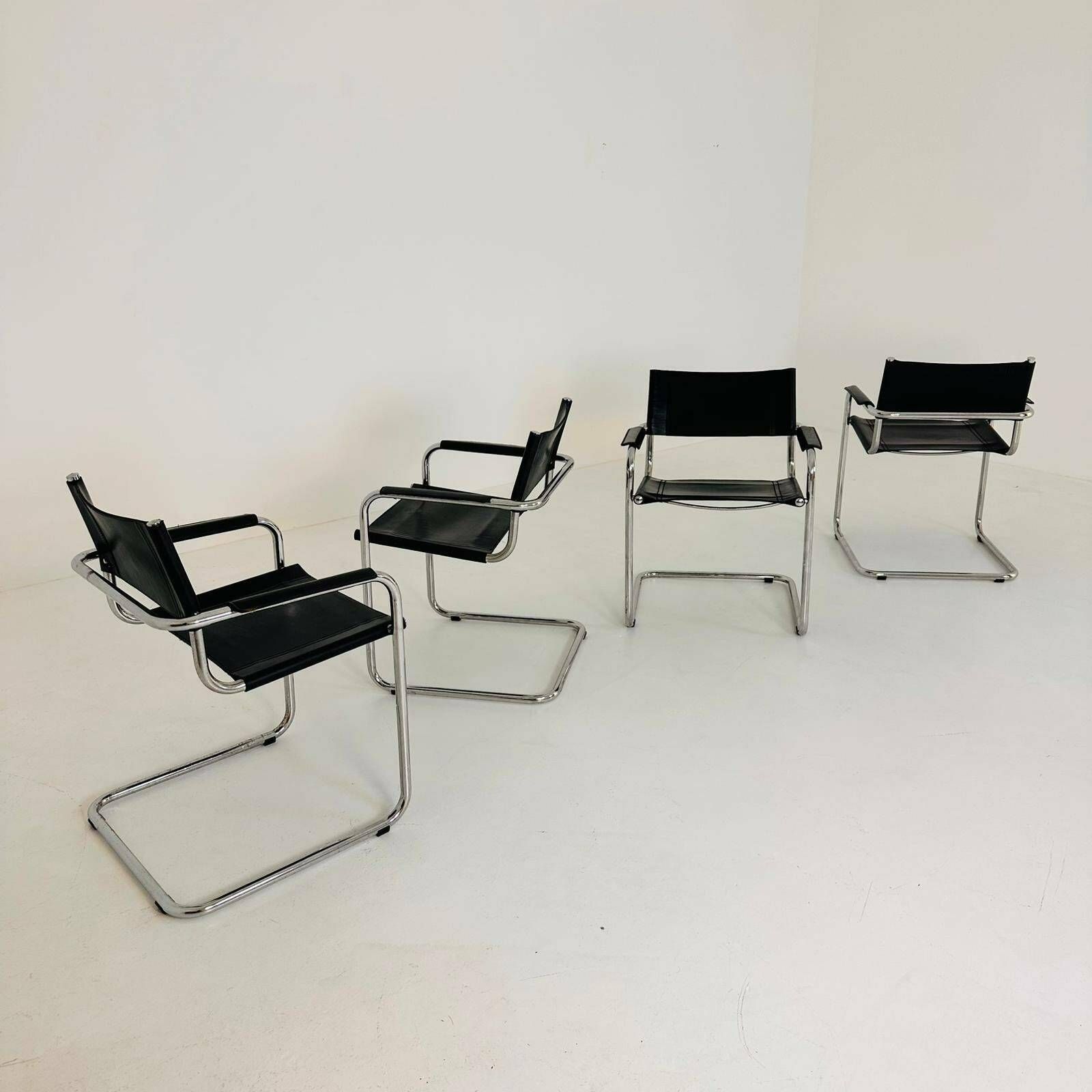 Set Of 4 Model Mg5 Centro Studi Desk Chair By Mart Stam & Marcel Breuer For Matteo Grassi, 1970s photo 2152.0
