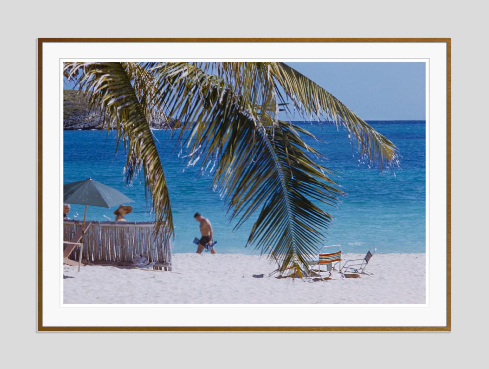 Beachside At The Mill Reef By Toni Frissell Oversize Archival Pigment Print Framed In Brown