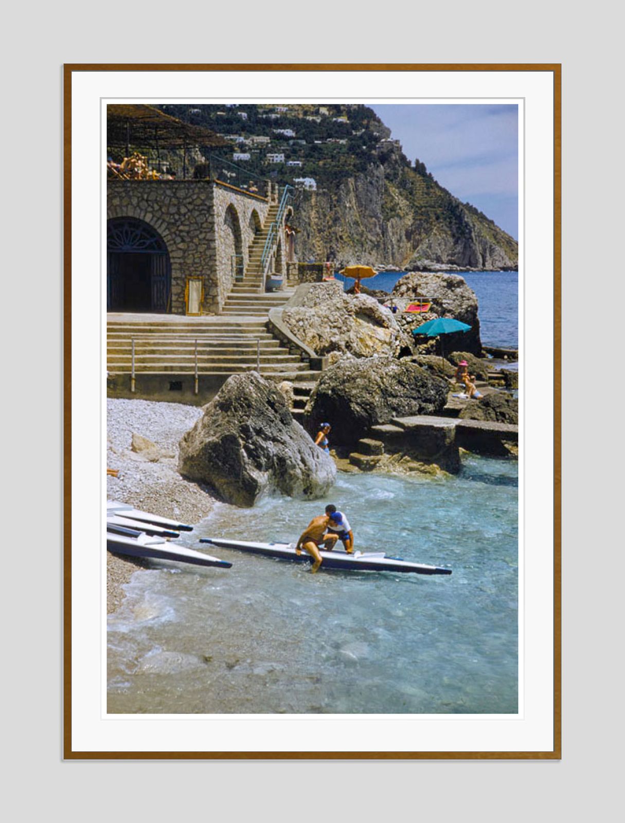 Canoeing In Capri By Toni Frissell Oversize Archival Pigment Print Framed In Brown