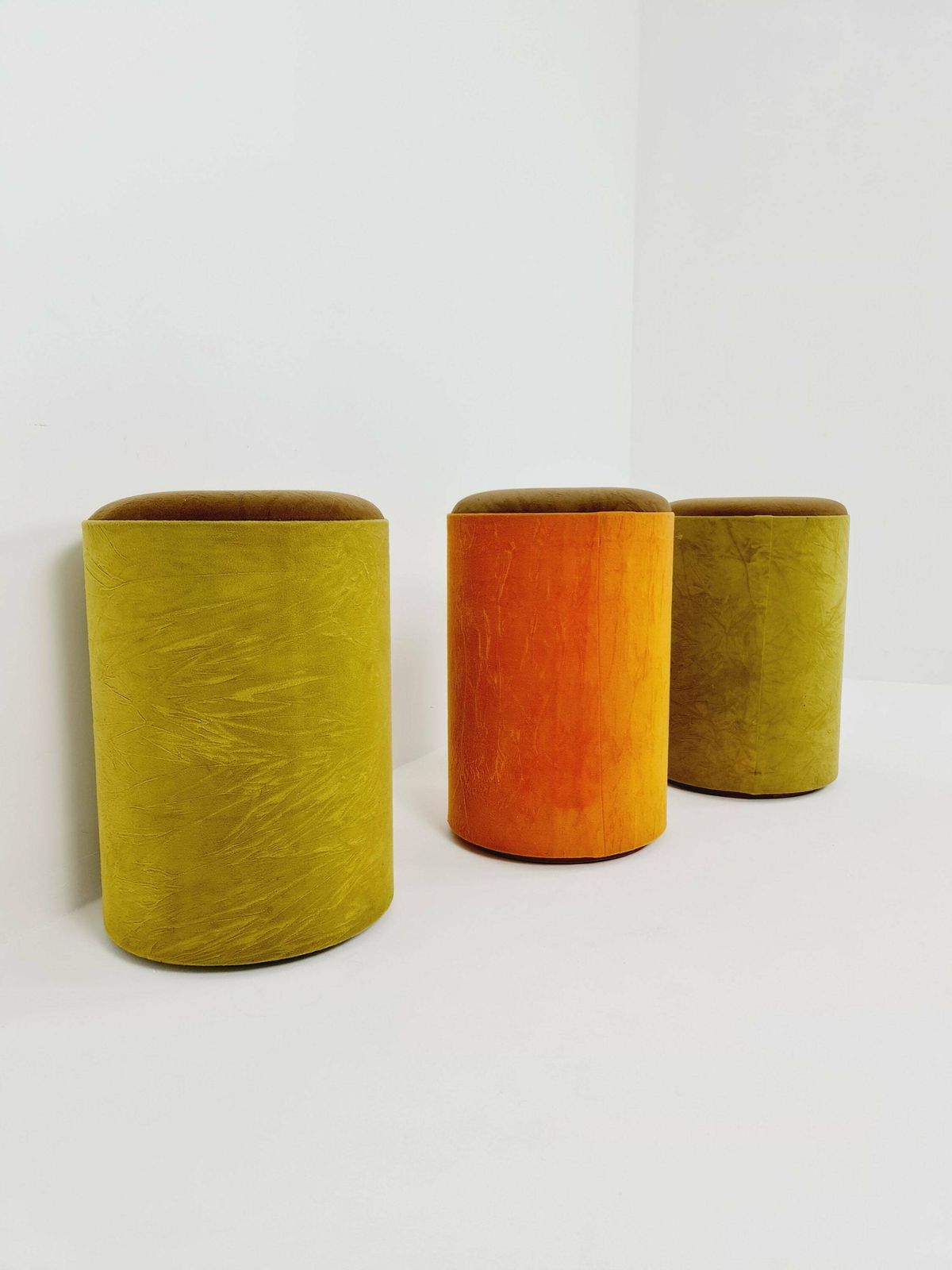 Space Age Stool In Velvet By Otto Zapft From The 70s, 3 Pieces photo buy