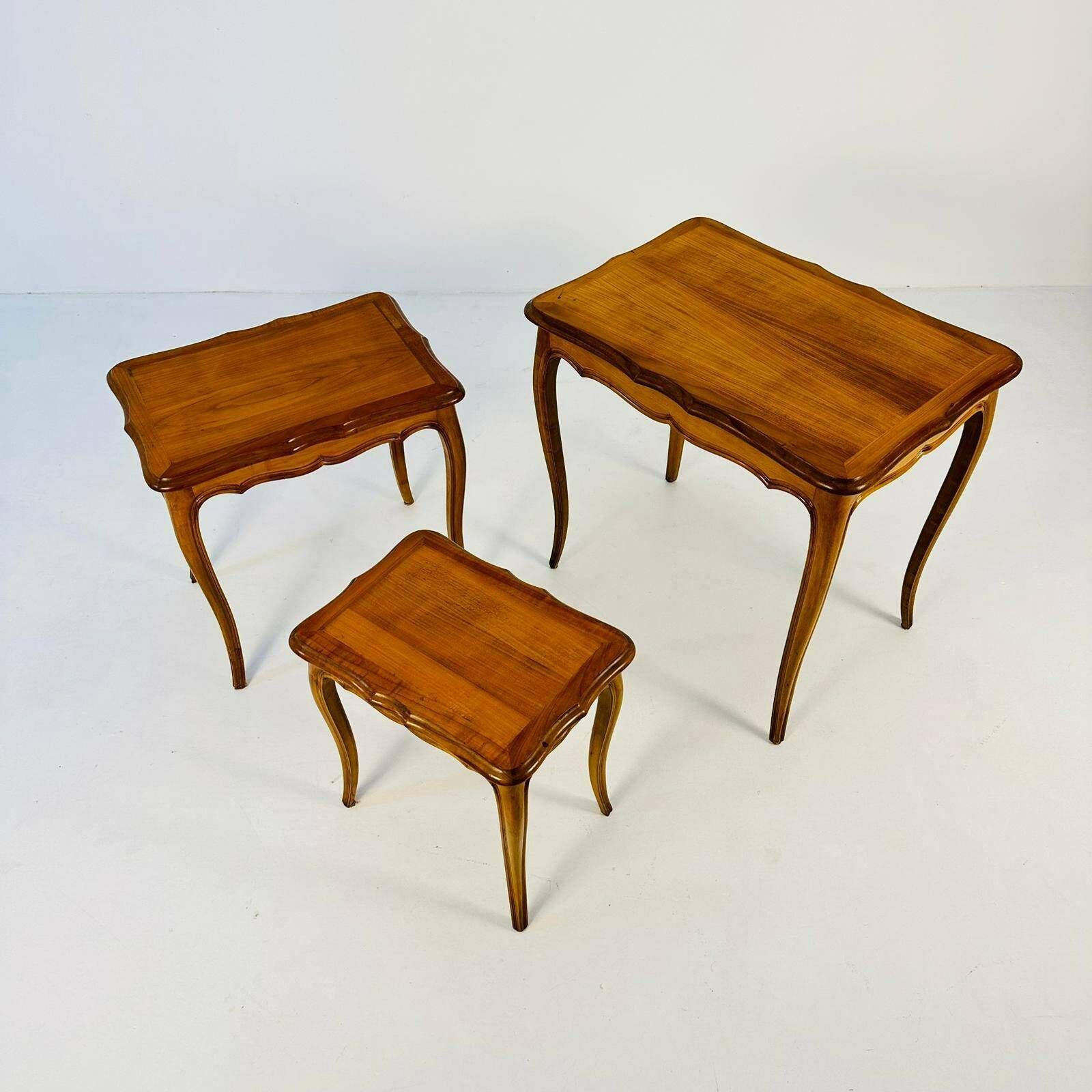Antique French Nesting Tables, 1930s, Set Of 3 photo vinterior