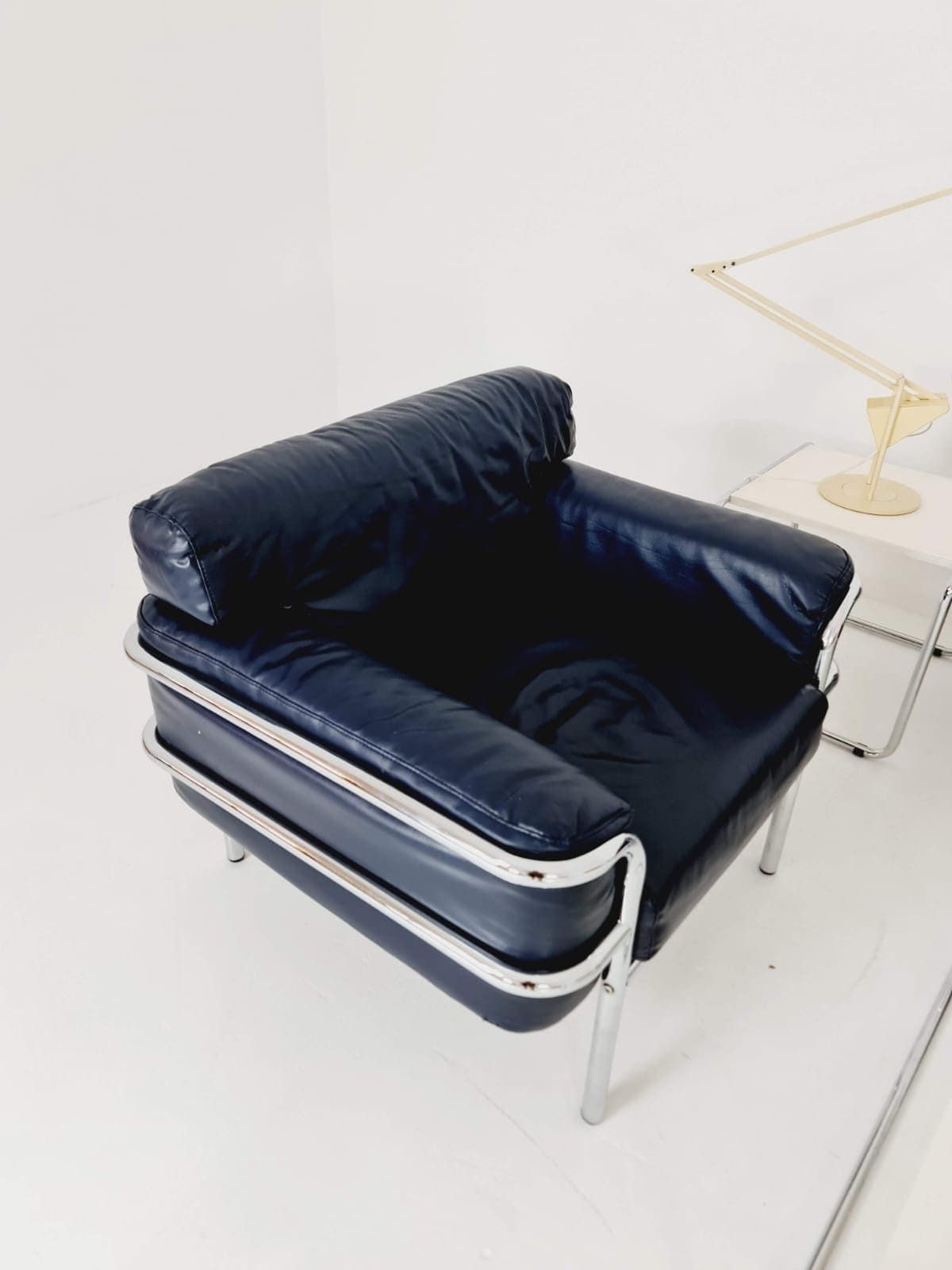 Mid Century Leather Bauhaus Style Of Cassia Lc2 Style Sofa, 1980s photo for sale