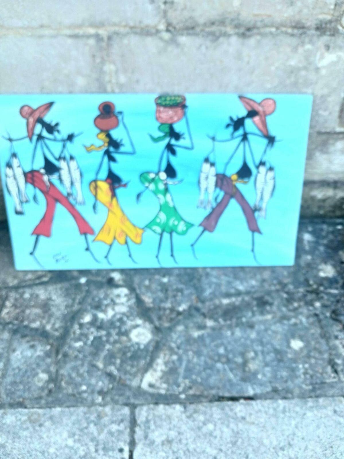 Matched Pair Of African Art On Canvas
