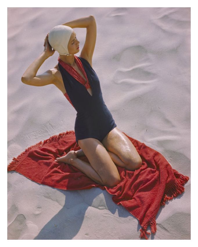 Girl On The Beach By Toni Frissell Oversize Archival Pigment Print Framed In Brown photo furniture
