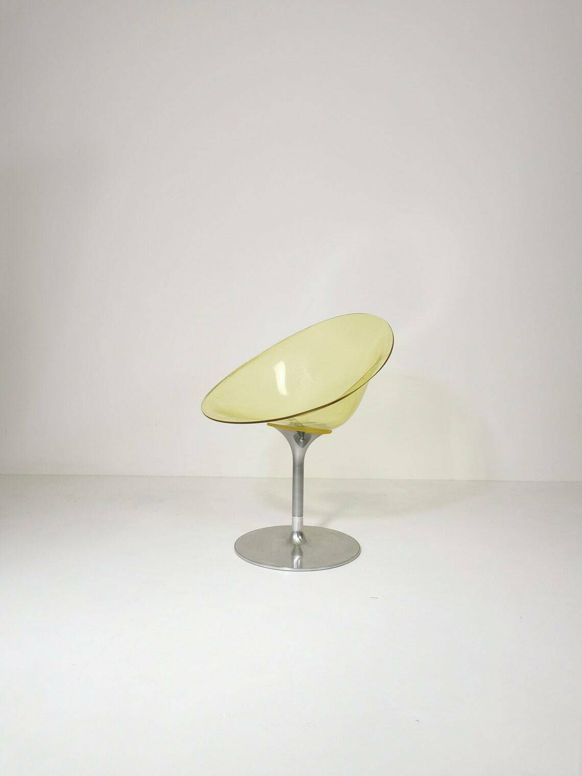 Yellow Eros Chair With Aluminum Swivel Base By Philippe Starck For Kartell. Italy.