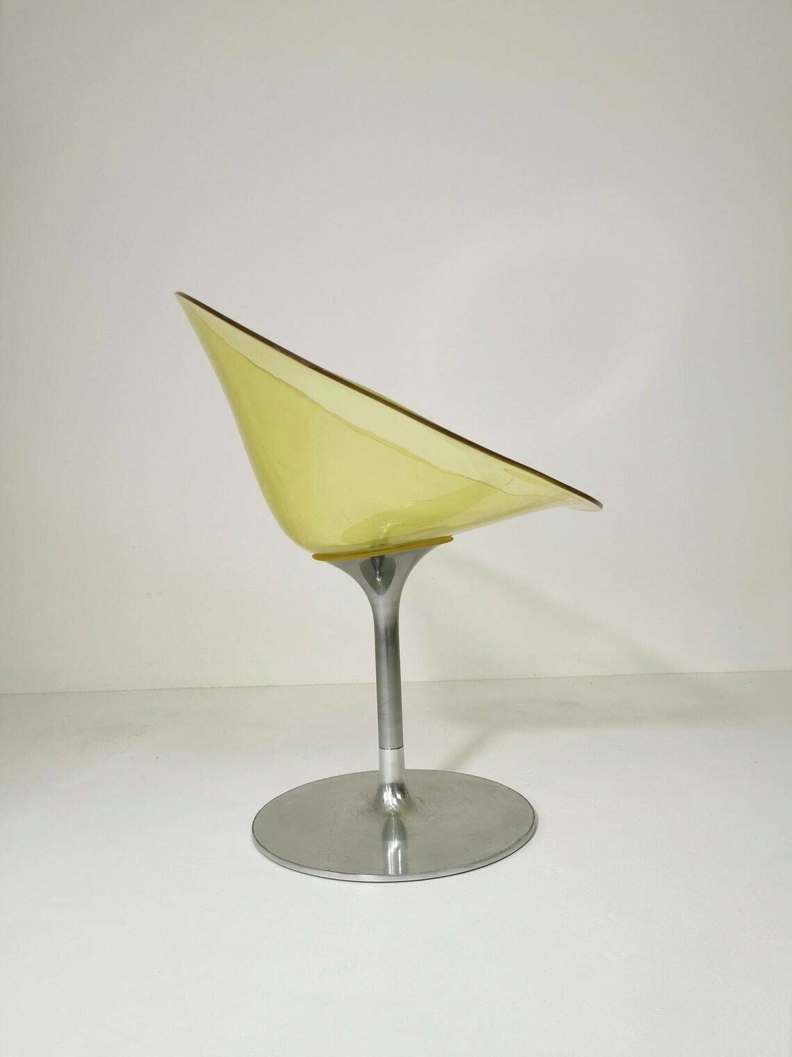 Yellow Eros Chair With Aluminum Swivel Base By Philippe Starck For Kartell. Italy. photo for sale