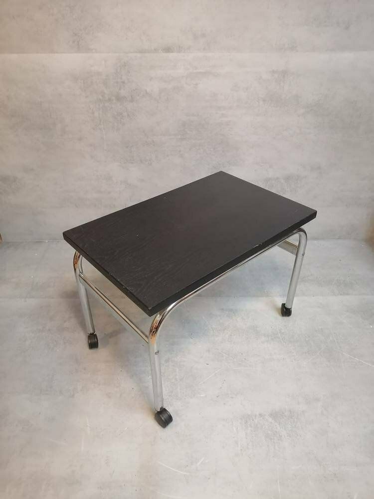 photo furniture Mid Century Modern Bauhaus Design Coffee Table On Wheels. 1980s Italy