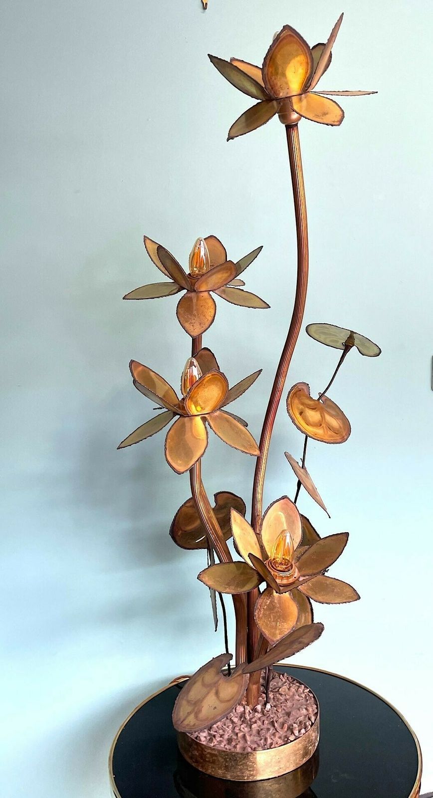 A 1970s French Brass Flower Floor Lamp In The Style Of Maison Jansen photo furniture