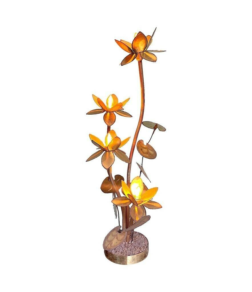 A 1970s French Brass Flower Floor Lamp In The Style Of Maison Jansen photo for sale