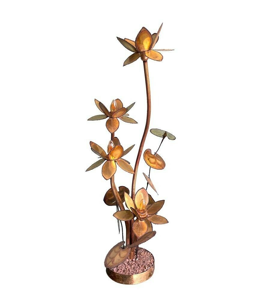 A 1970s French Brass Flower Floor Lamp In The Style Of Maison Jansen photo vinterior