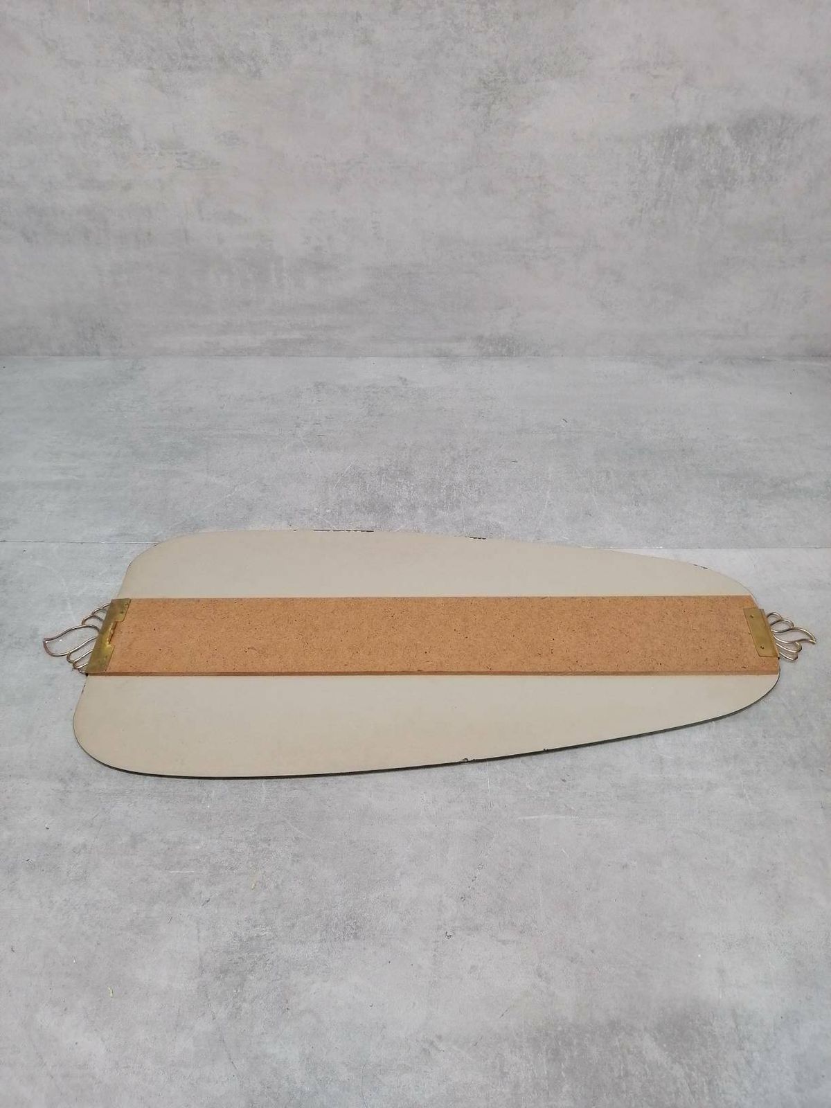 Mid Century Xxl Asymmetric German Brass Original Kidney Wall Mirror From The 60s Model Number 909 photo 484.0