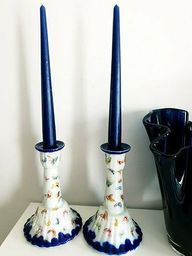 Very Rare Pair Of Antique Bone China  Butterfly Candle Holders photo furniture
