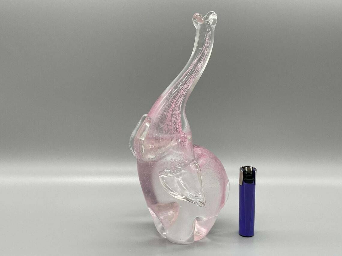 Very Nice Elephant Sculpture With Pink Ticking Sommerso Murano Glass By Archimede Seguso 1950s photo for sale