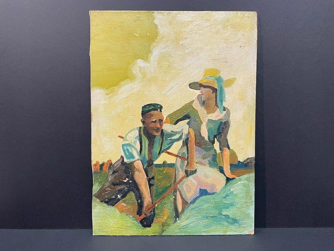 Expressionist Painting, Oil On Cardboard, Austria, Around 1920, In The Style Of Walde