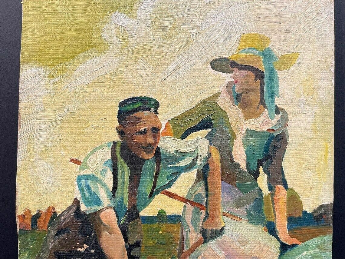 Expressionist Painting, Oil On Cardboard, Austria, Around 1920, In The Style Of Walde photo furniture