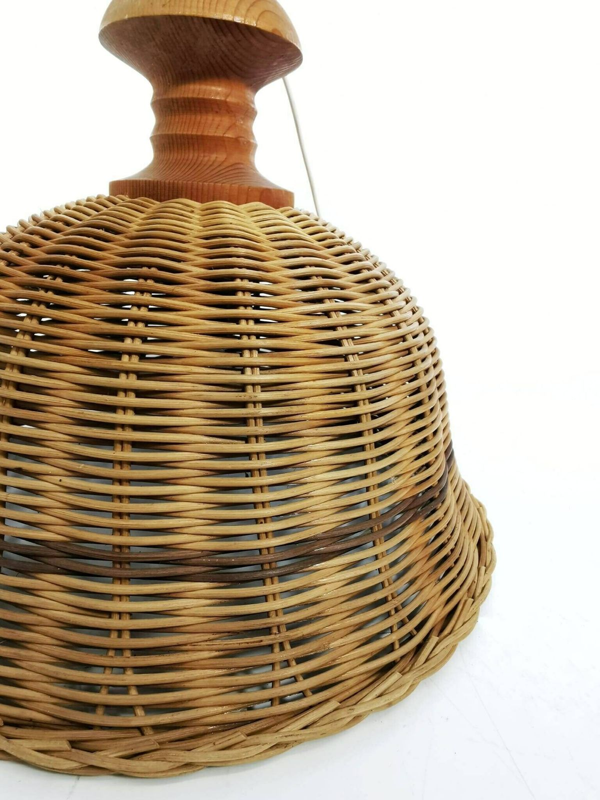Bambus Rattan Wooden Mid Century Chandelier 1960s photo for sale