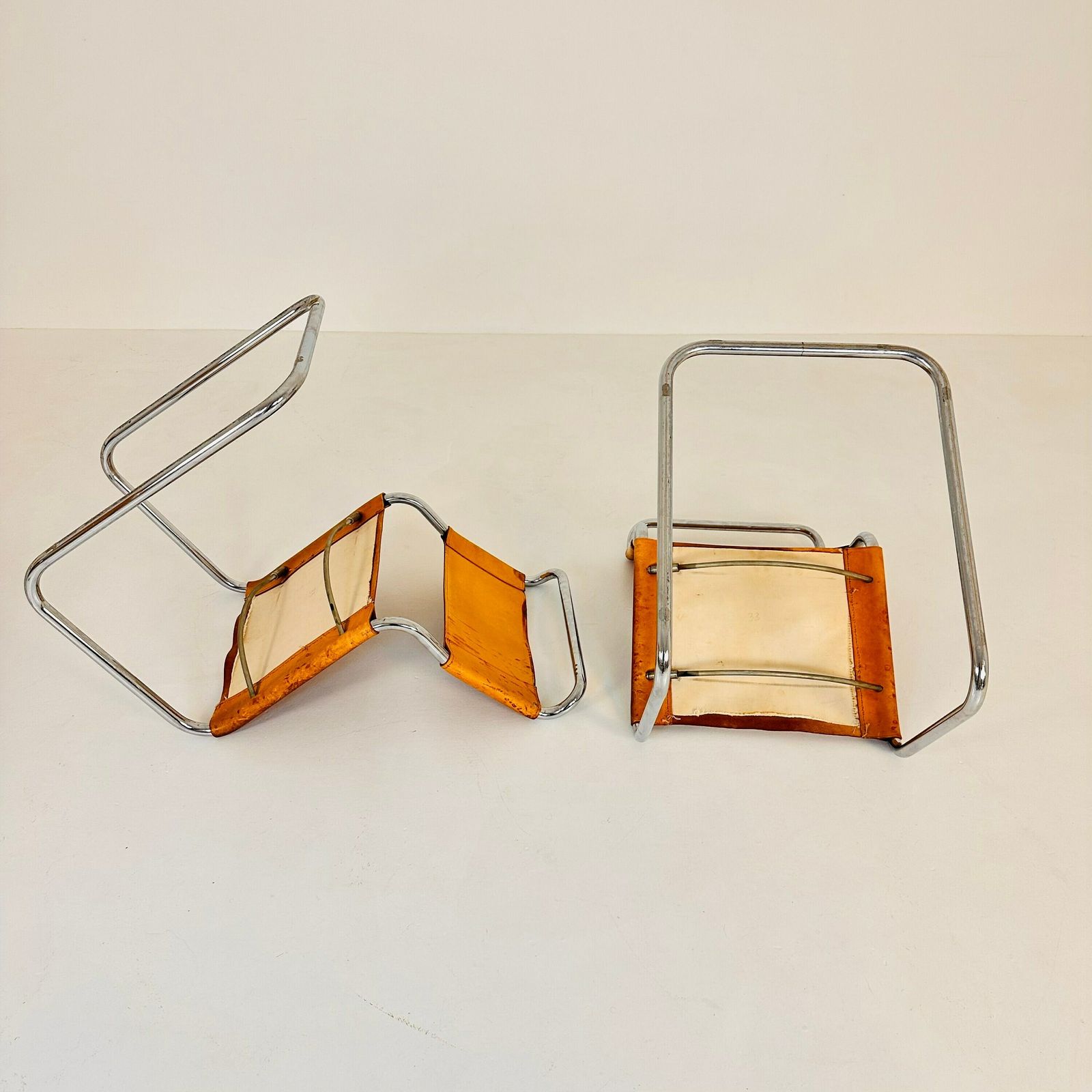 photo furniture Set Of 2 Mid Century Vintage S33 Cognac Chairs By Mart Stam & Marcel Breuer From Thonet 1980s