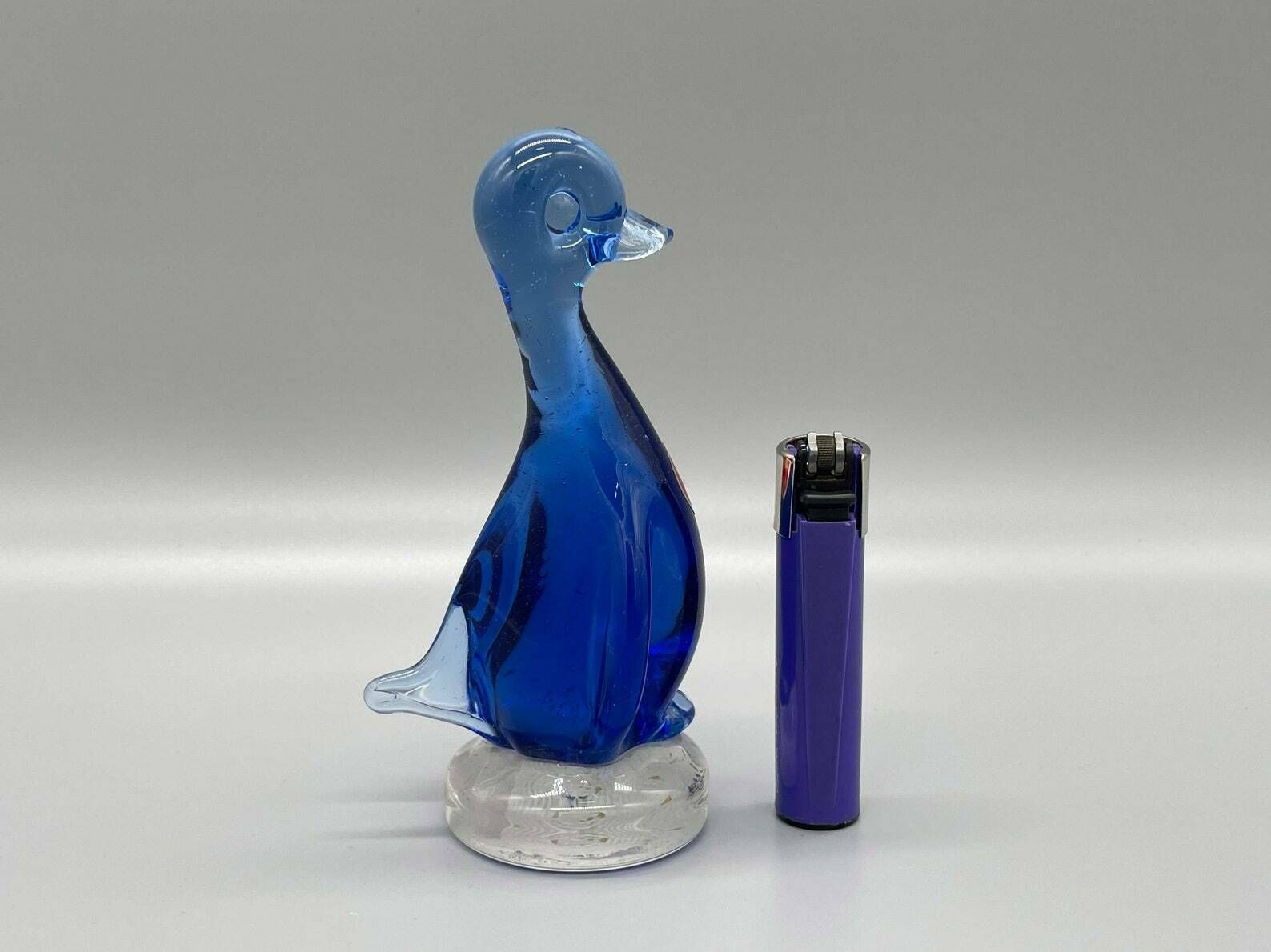 Murano Blue Duck On Base Sommerso Signed 1960s photo furniture