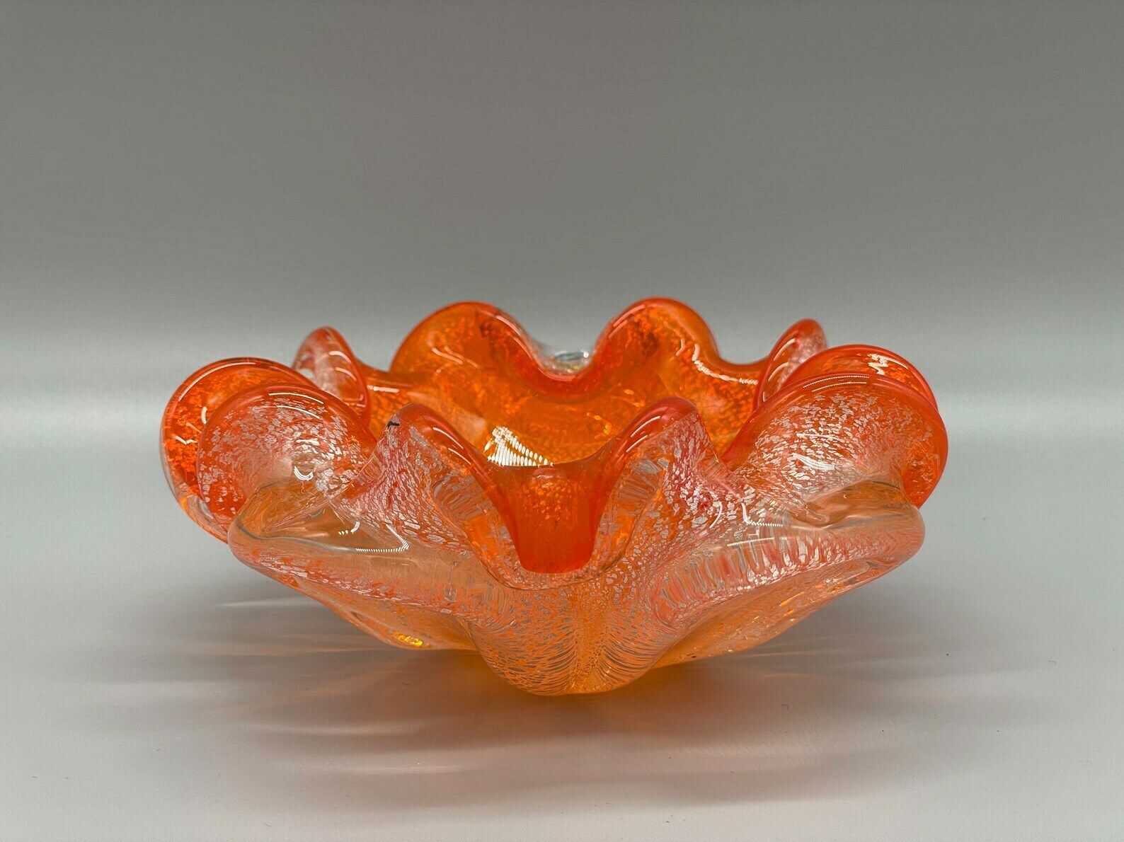 Orange Ashtray Silver Foil Barovier & Toso Murano 1960s photo furniture
