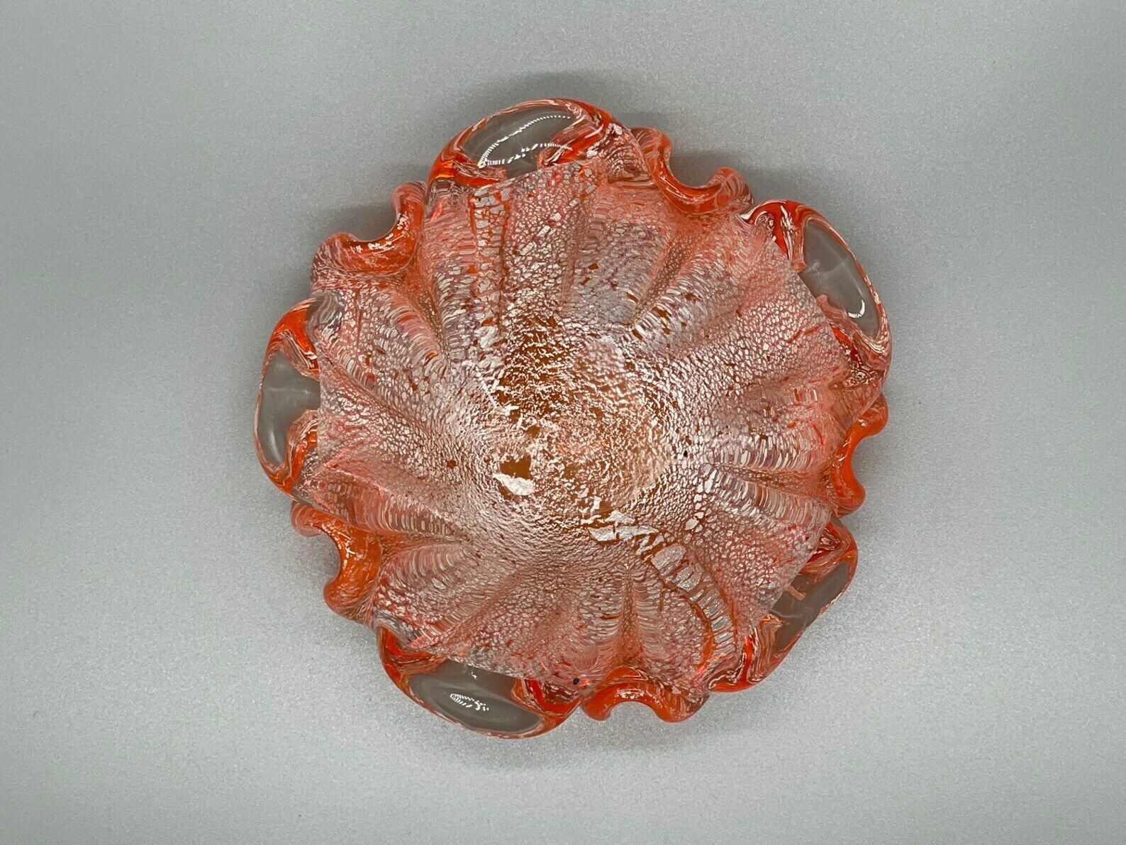 photo for sale Orange Ashtray Silver Foil Barovier & Toso Murano 1960s