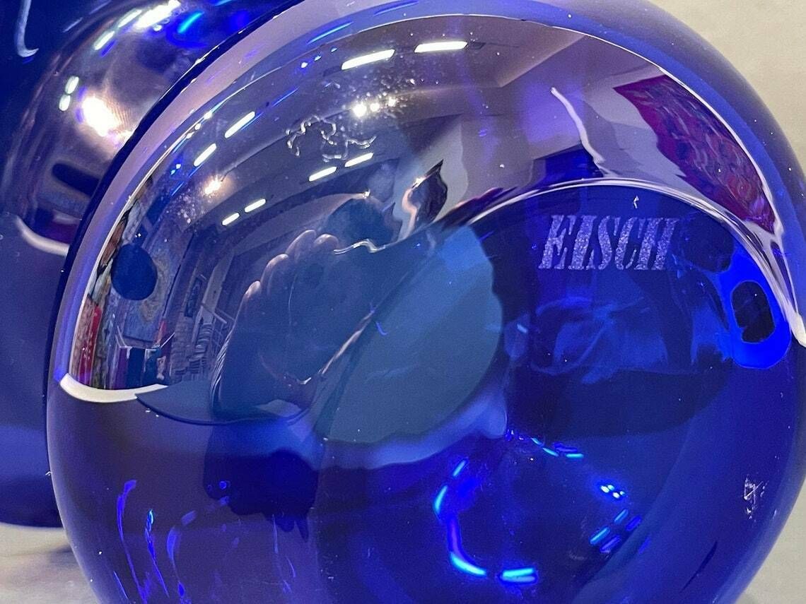 Very Nice Cobalt Blue Studio Glass Vase, Hand Blown, Erwin Eisch, Frauenau, Signed, Germany, 1990s photo vintage