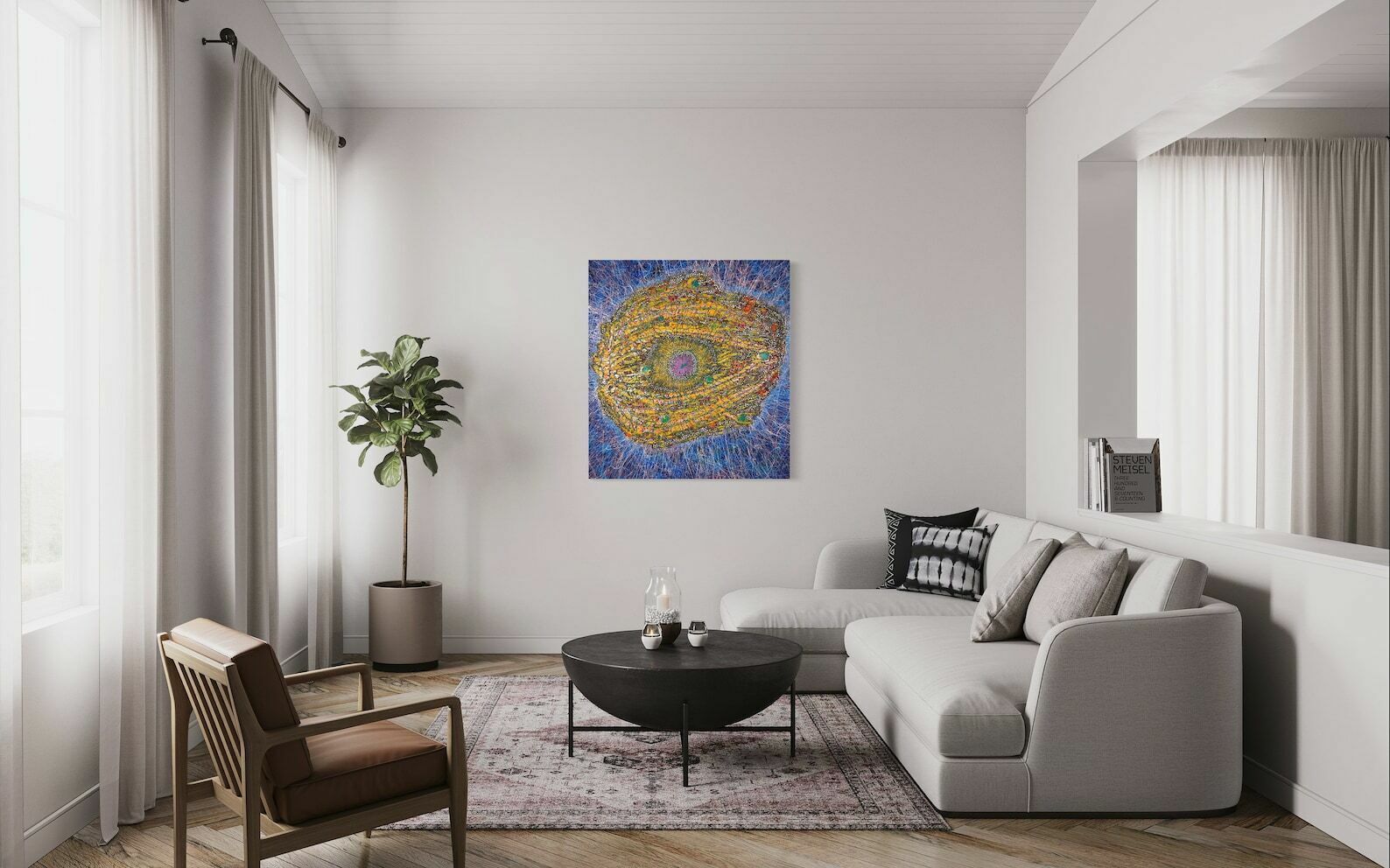 Eye Of God, Alexander Charistos, Signed, Oil On Canvas 2001 photo furniture