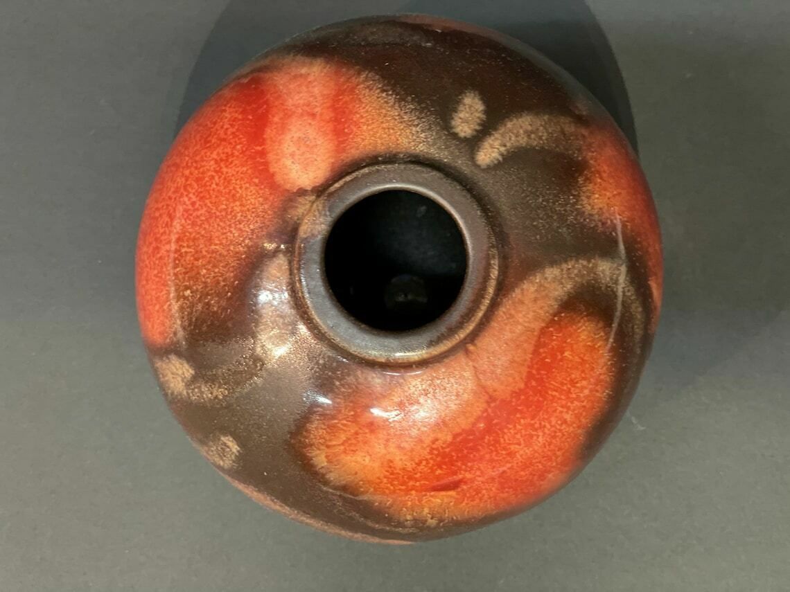 Brown Red Chandelier Glaze Vase By Ruscha Art 855, Signed, Germany, 1960s photo for sale