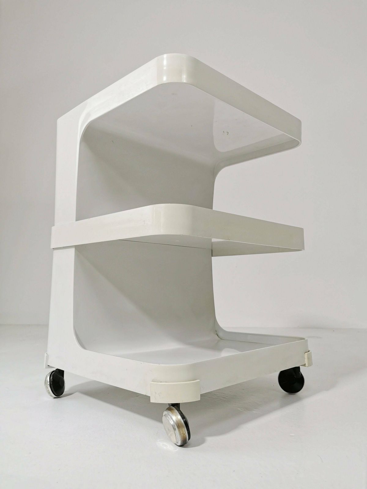 photo for sale Spsceage Side Table Or Mini Bar Trolly By Flair For Prisunic. Molded Plastic 1980s