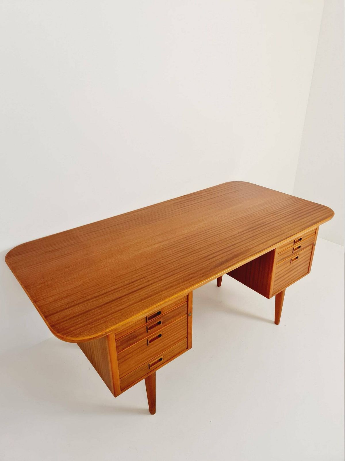 Danish Solid Mahogany Model Executive Desk By Gunni For Omann Jun, 1950s photo for sale
