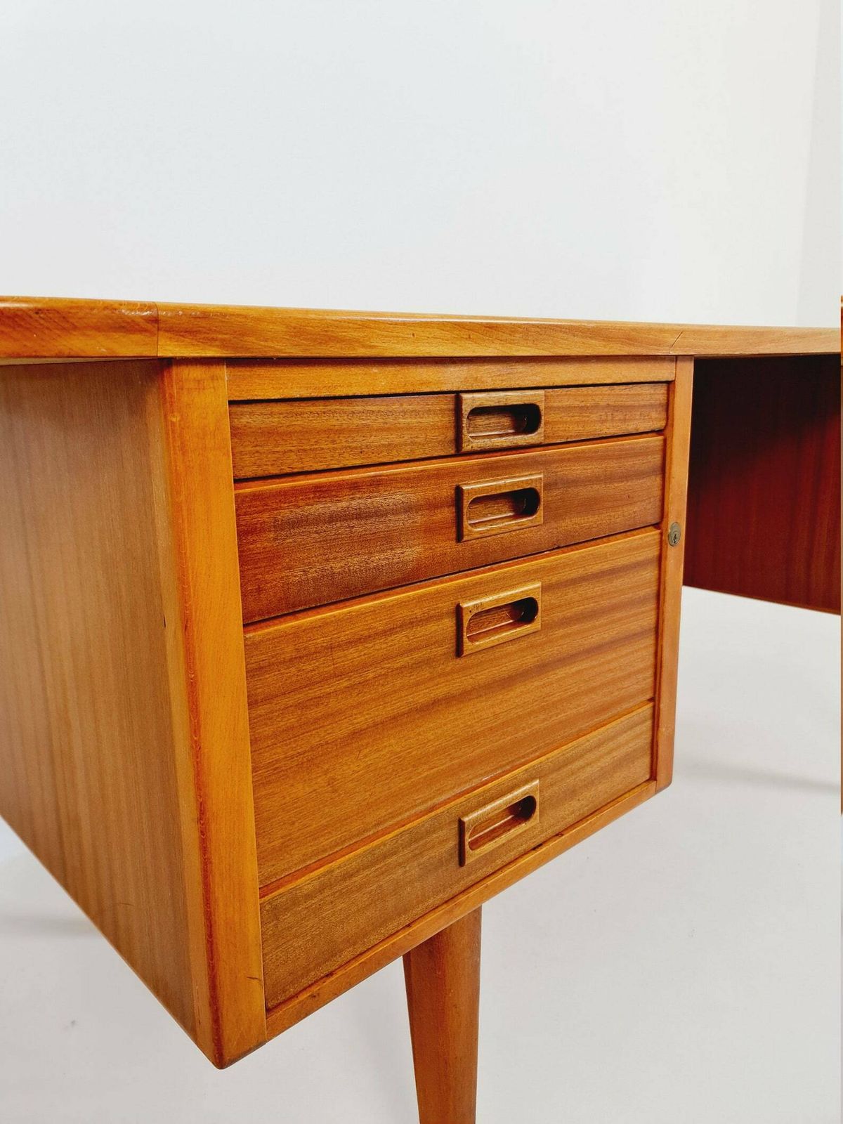 Danish Solid Mahogany Model Executive Desk By Gunni For Omann Jun, 1950s photo Furniture
