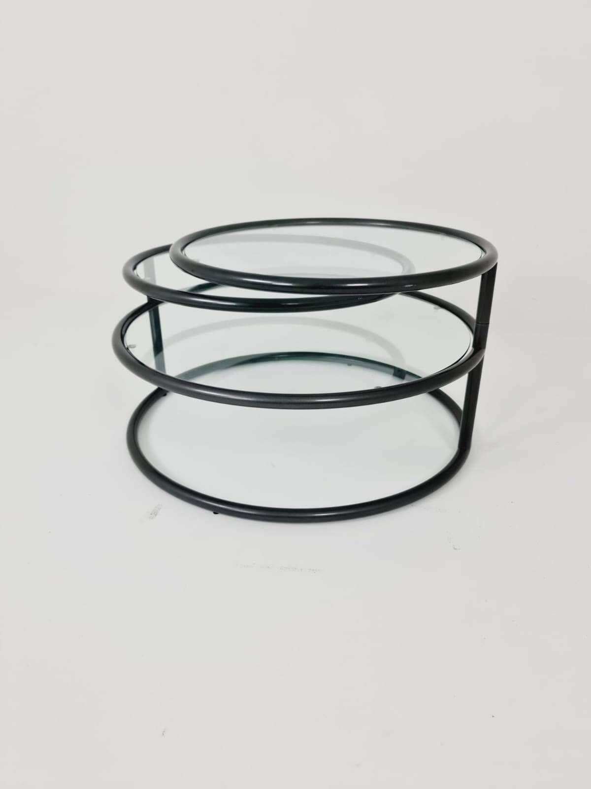 Mid Century Black Three Tier Swivel Coffee Table By Milo Baughman photo Furniture