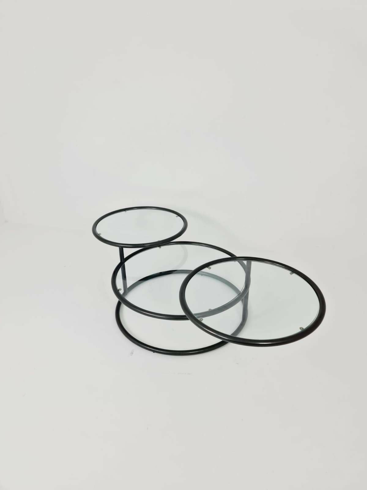 Mid Century Black Three Tier Swivel Coffee Table By Milo Baughman photo 808.0