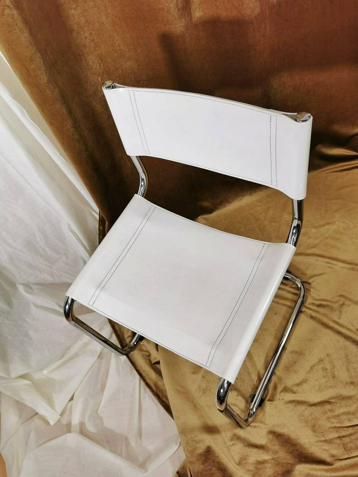 1 Of 6 Mid Century White Vintage S33 Chair From Mart Stam Italy 1980er photo for sale