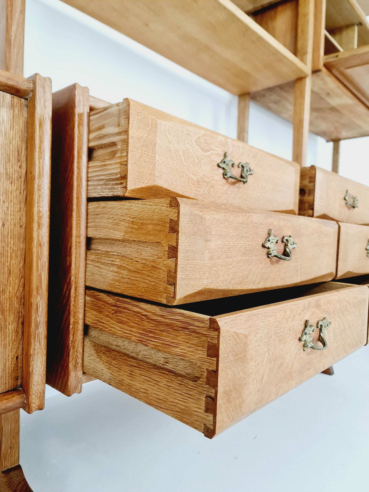 Danish Solid Oak Room Divider Modular Vintage Library Bookcase Shelf System By Henning Kjærnulf, Denmark, 1960s photo buy