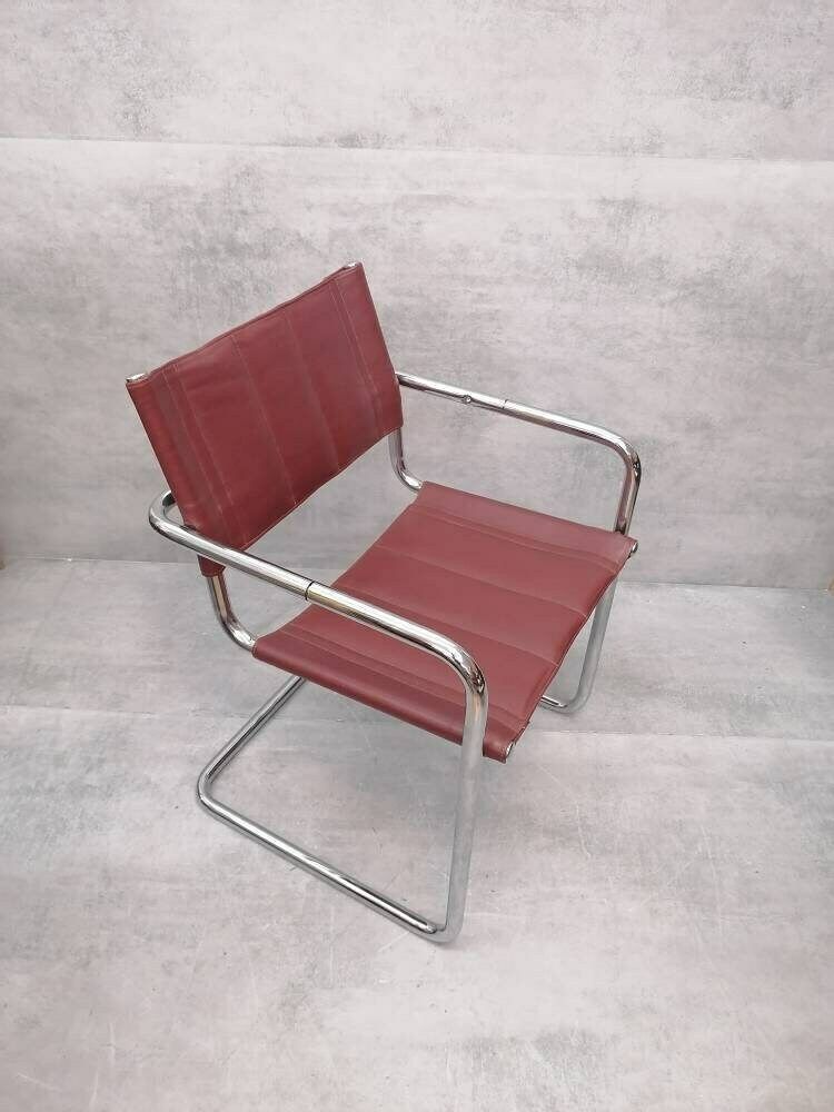 Mid Century Cognac Marcel Breuer  Style Mart Stam S34 Armchair / Bauhaus Design / 1980s photo furniture