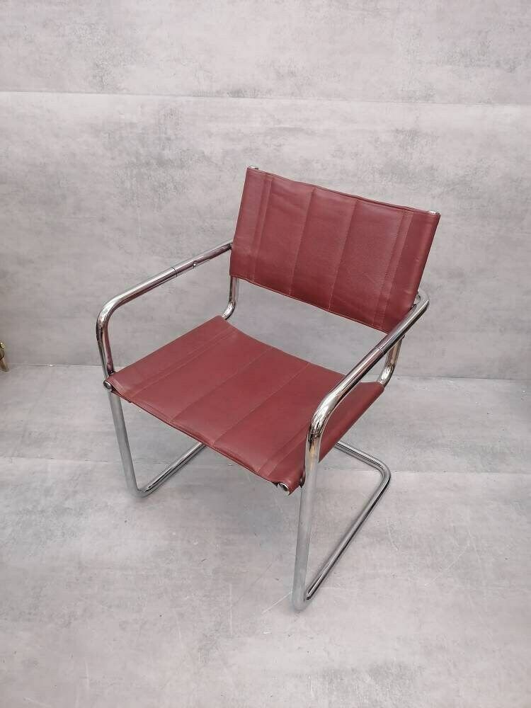 photo for sale Mid Century Cognac Marcel Breuer  Style Mart Stam S34 Armchair / Bauhaus Design / 1980s