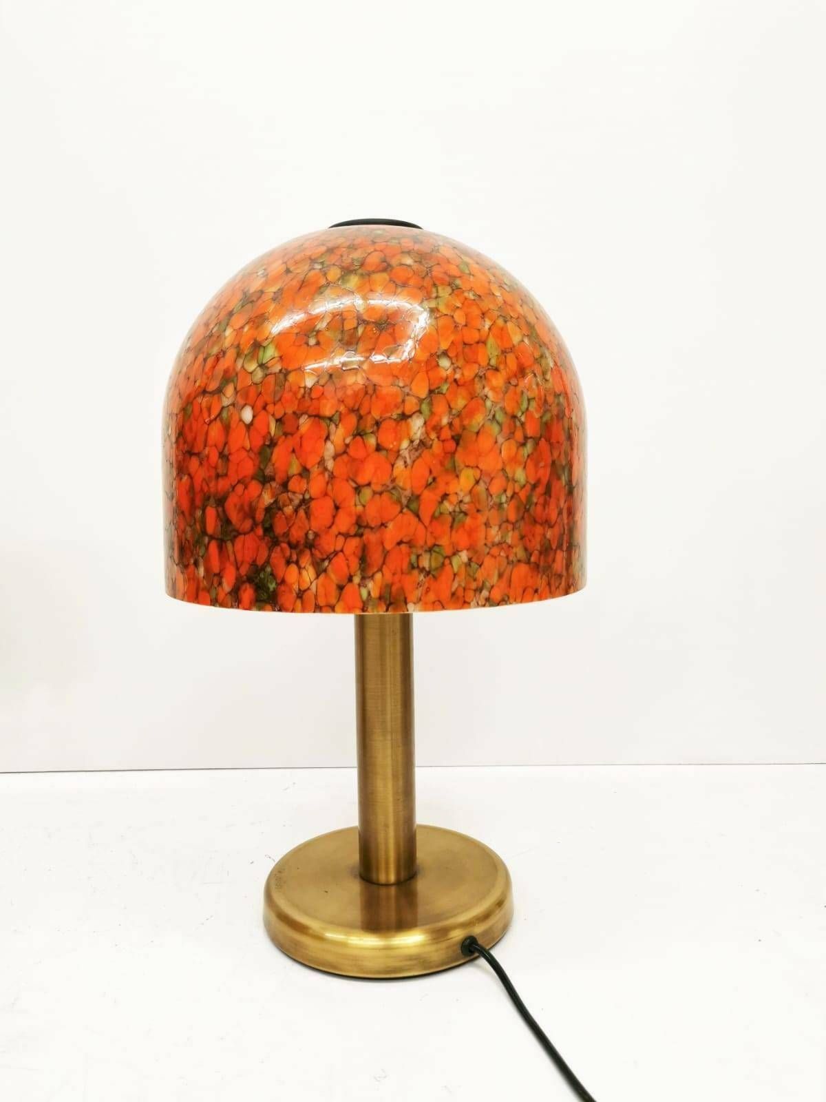 Pair Of Glass And Brass Table Lamps By Peil & Putzler Germany 1970s photo 3768.0