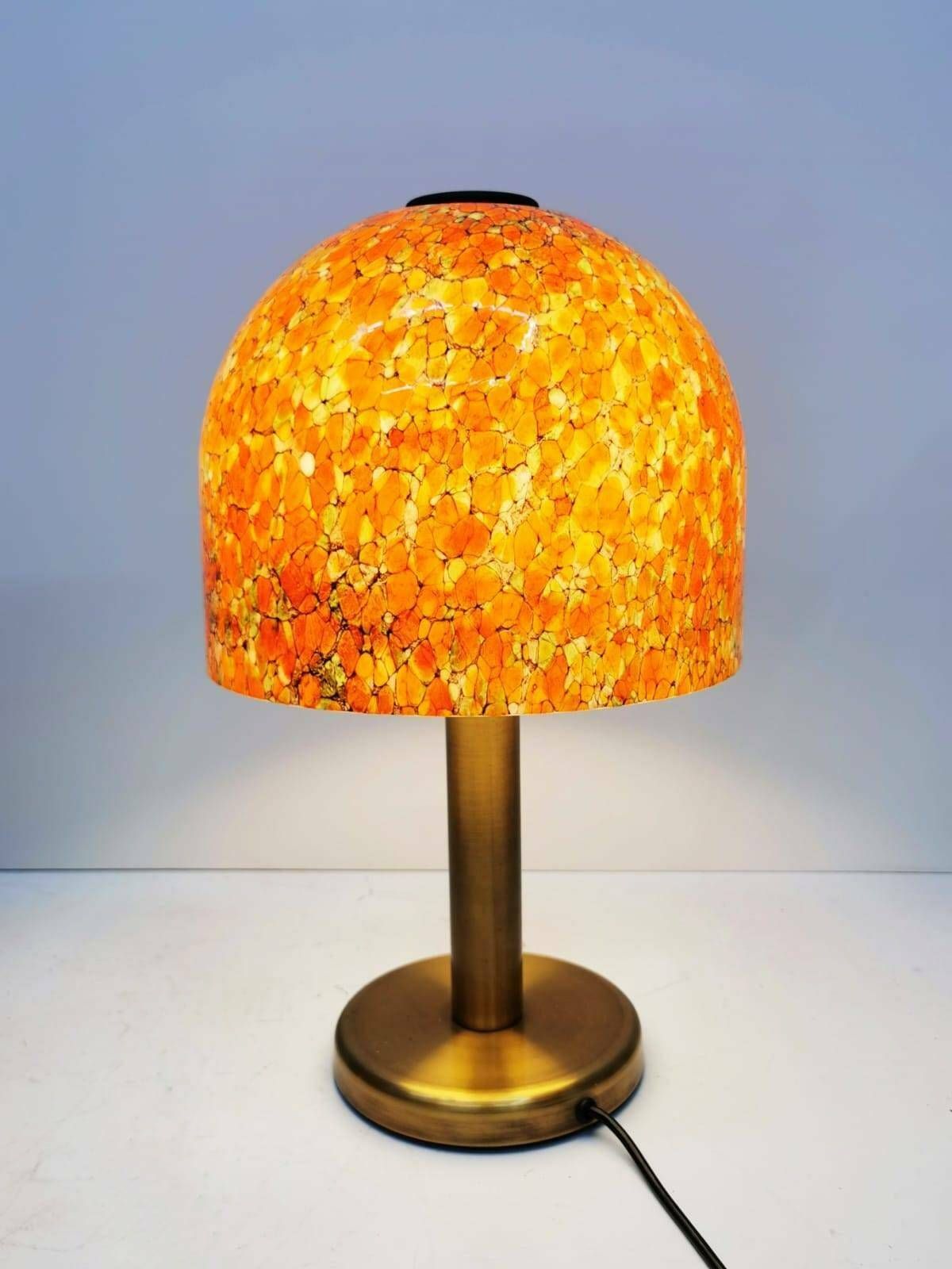 Pair Of Glass And Brass Table Lamps By Peil & Putzler Germany 1970s photo vinterior