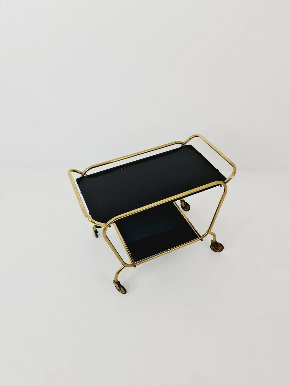 German Trolley Brass With Black Glass From The 1970s photo furniture