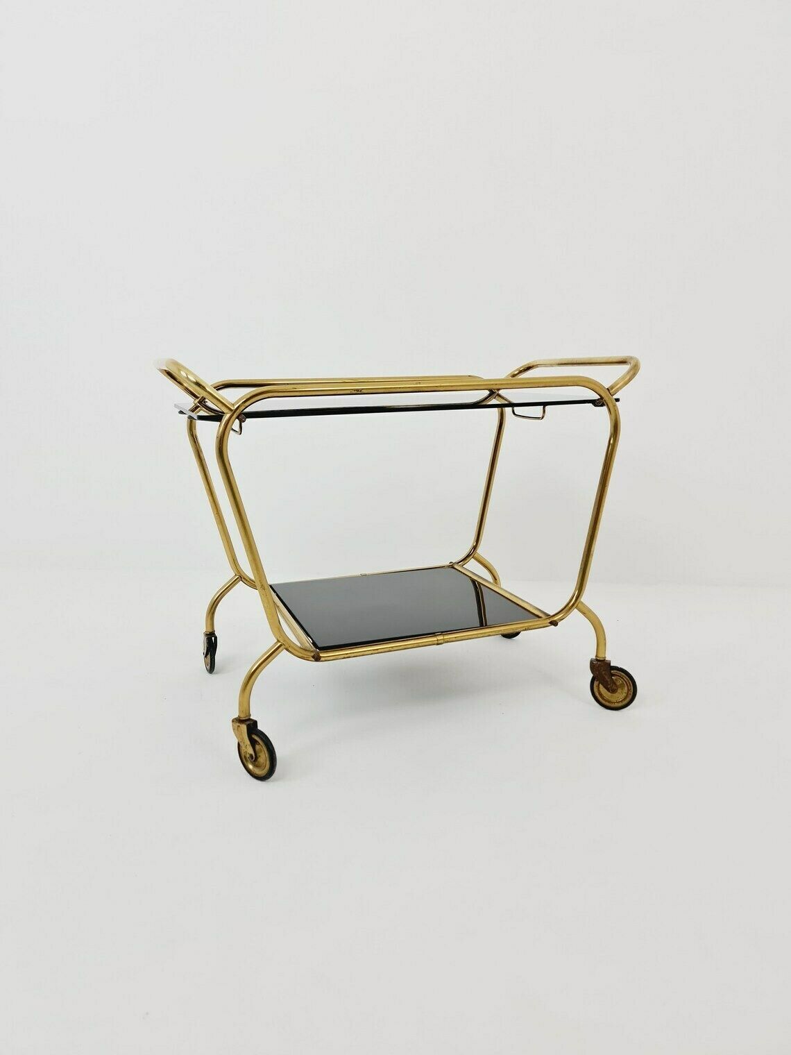 German Trolley Brass With Black Glass From The 1970s photo for sale