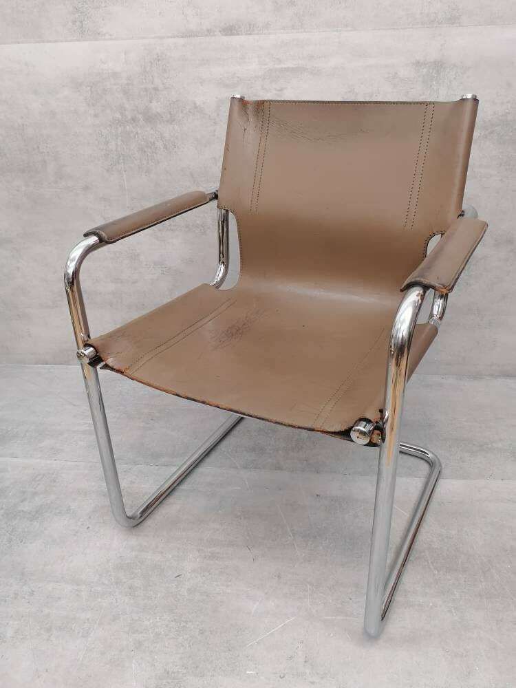 Matteo Grassi Visitor Chair In Cream Leather 1970s photo 474.0