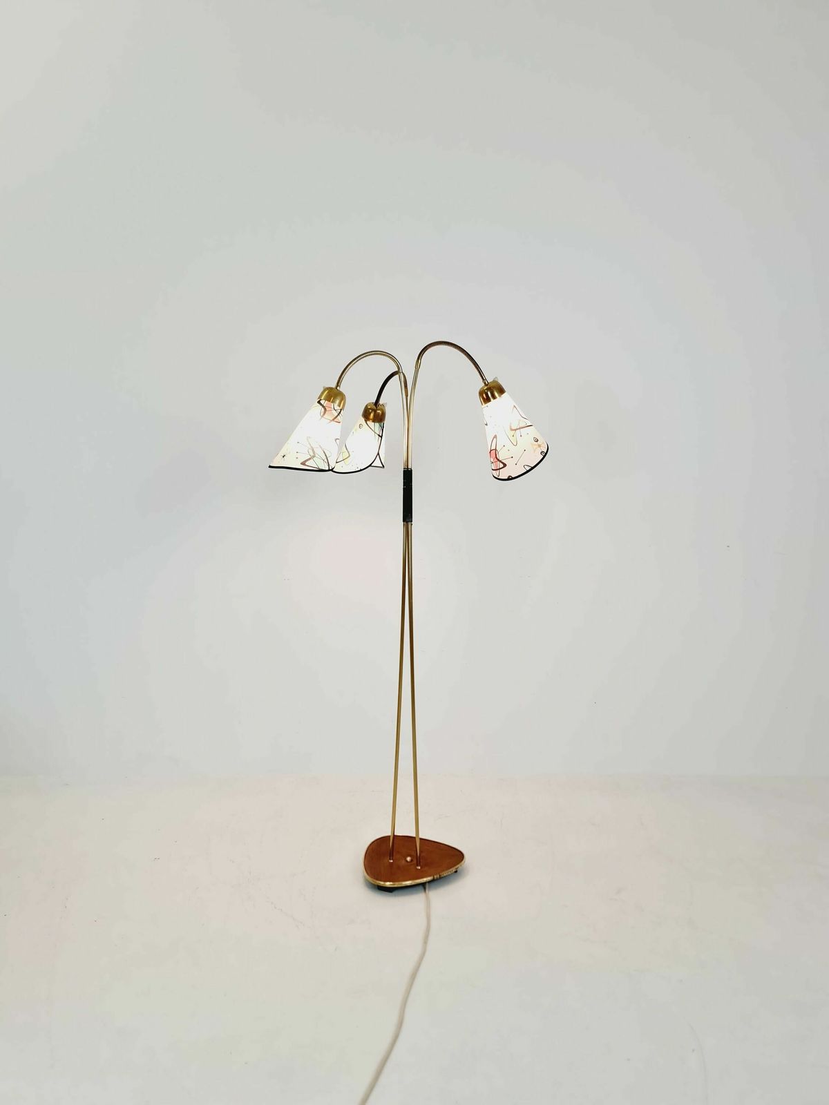German Modern Three Flex Arms Brass Floor Lamp, 1950s photo buy