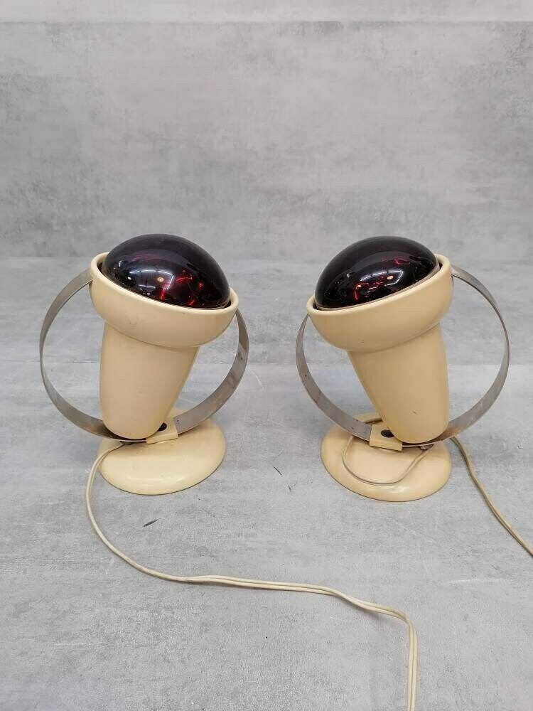 Set Of 2x Charlotte Perriand "Infraphil" Heat Table Lamps Or Sconces By Philips photo for sale