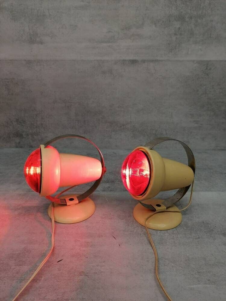Set Of 2x Charlotte Perriand "Infraphil" Heat Table Lamps Or Sconces By Philips photo vintage