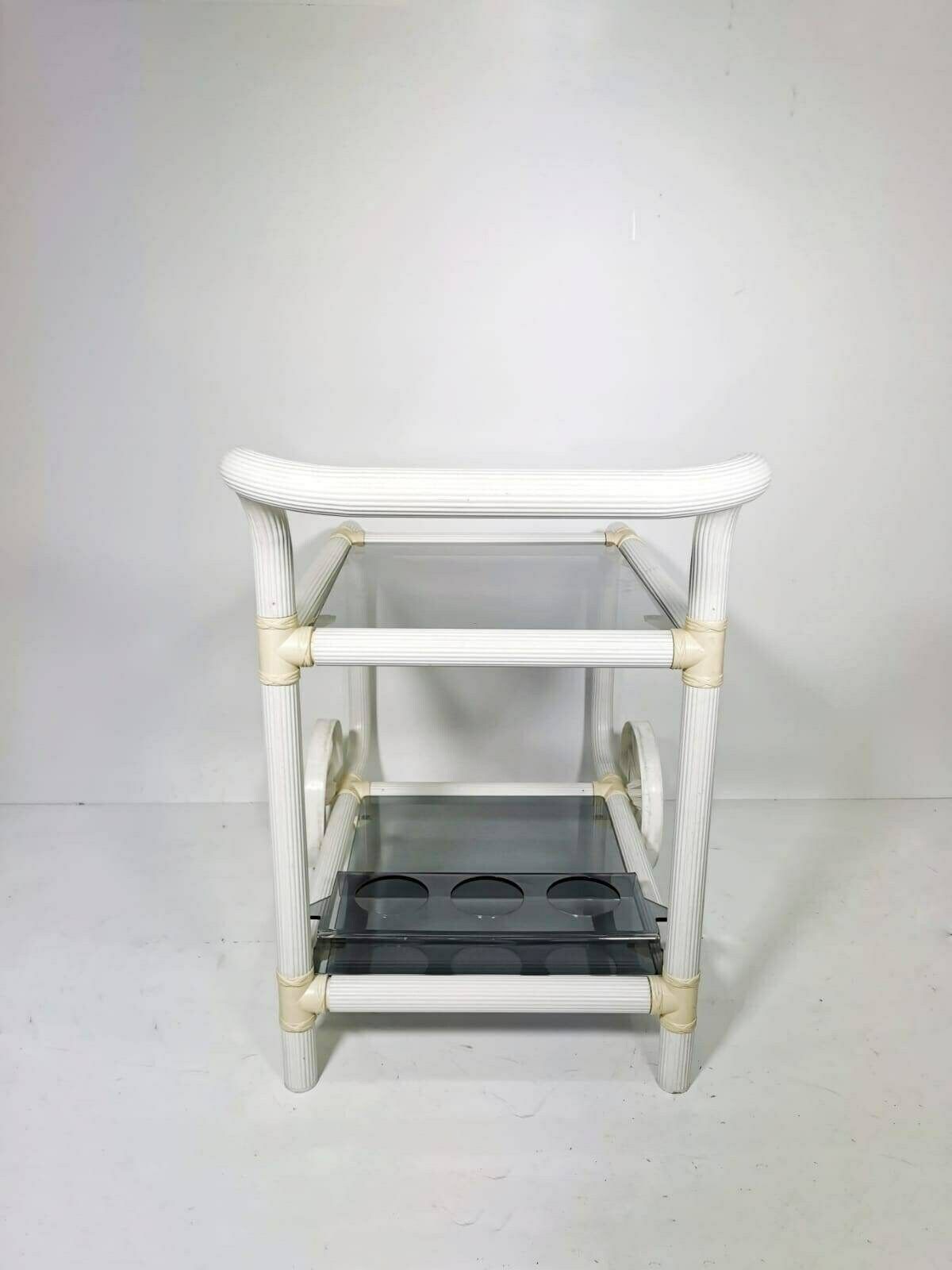 Space Age Design White Serving Cart   Trolly Bar 1980s photo vinterior