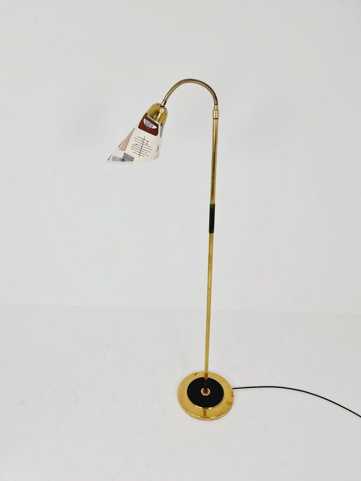 German Modern Flex Arm Brass Floor Lamp, Tütenlampe From The 50s photo Lighting