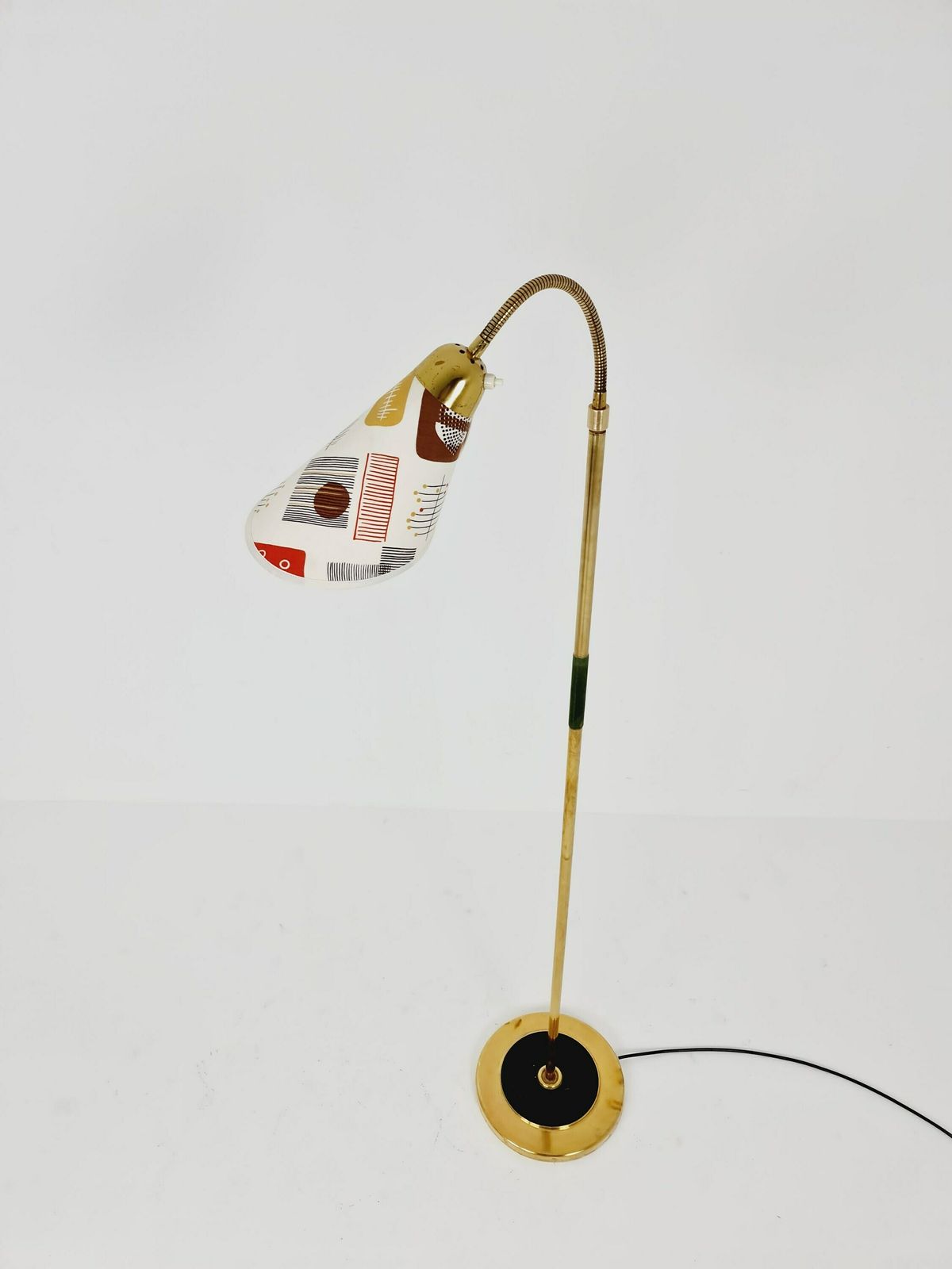 German Modern Flex Arm Brass Floor Lamp, Tütenlampe From The 50s photo vintage