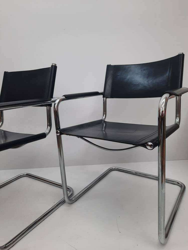 photo furniture 1 Of 8 Original Model Mg5 Centro Studi Desk Black Leather Chair By Mart Stam & Marcel Breuer For Matteo Grassi, 1970s