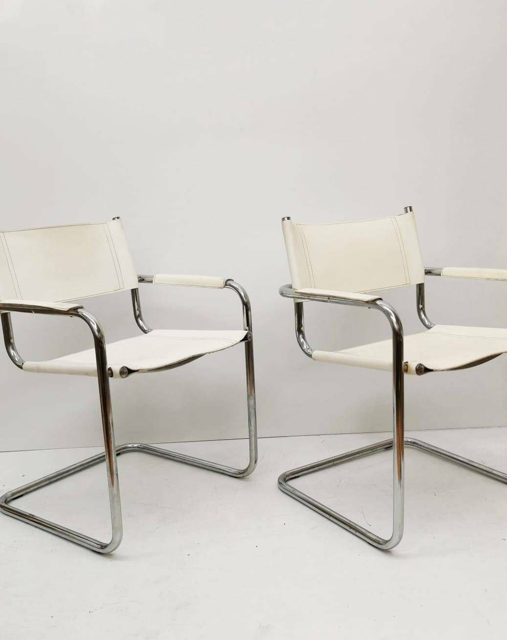 1 Of 2 Model Mg5 Centro Studi Desk Chair By Mart Stam & Marcel Breuer For Matteo Grassi, 1970s photo for sale