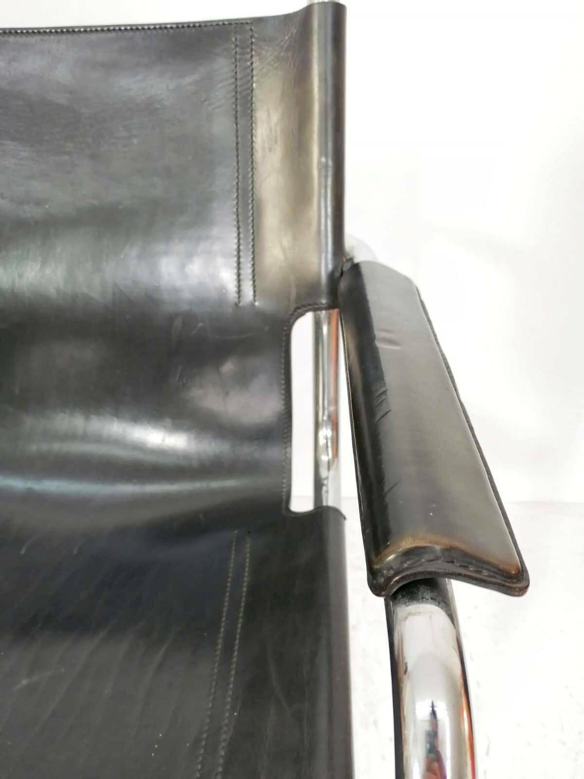 Matteo Grassi Style Visitor Chairs, Made Of Black Leather, 1970s photo vintage